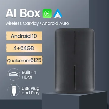 Qualcomm Snapdragon Android 10 Универсальный Автомобильный Беспроводной Carplay Android Auto AI Decoder Box 4 + 64G carlink iOS SIRI Голосовое Управление