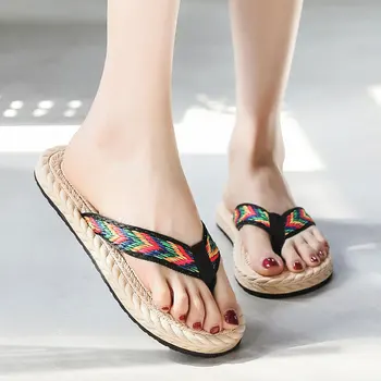 Женские вьетнамки, высококачественные модные тапочки, Летние милые пляжные сандалии, Пляжная обувь на платформе, нескользящие ножки, новинка 2023 года