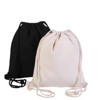 Холщовая сумка на плечах с завязками и карманами, Креативный Студенческий рюкзак для покупок, Хлопчатобумажный мешочек 34*43 см