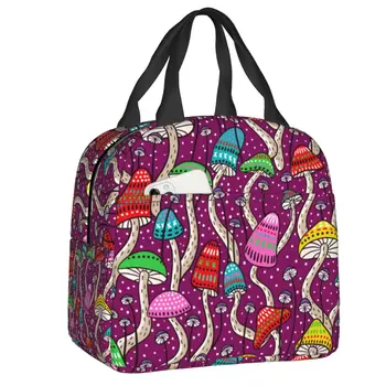 Изготовленная на заказ психоделическая сумка для ланча Magic Mushrooms, женская теплая сумка-холодильник, изолированный ланч-бокс для студентов, школьной работы, еды, сумок для пикника