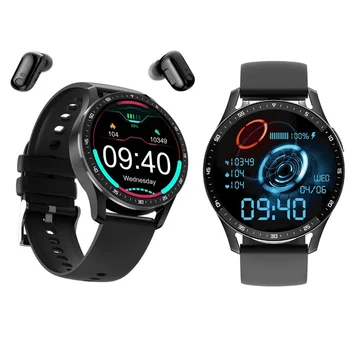 Смарт-часы 2 в 1 Smart Clock с 1,32-дюймовым Экраном, Фитнес-Трекер, Монитор Сердечного Ритма, Совместимые с Bluetooth Наушники