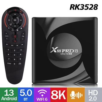 X88 Pro13 Rockchip3528 Smart TV Box Android13 BT5 Потоковые медиаплееры 8K 2.4G/5G WiFi6 Быстрая телевизионная приставка Youtube Netflix TV