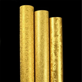 Обои из золотой фольги, золотая фольга, сверкающее золото, золотисто-желтый потолок для гостиной, потолочные бумажные обои papel de parede