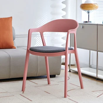 Скандинавские пластиковые обеденные стулья Письменный стол White Hand Современные высокие стулья для спальни, офиса и столовой, Ручная стирка, Сменная мебель для дома