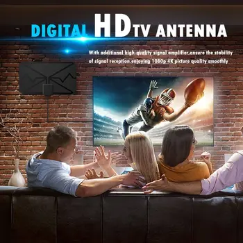 Антенна цифрового телевидения на 3600 Миль, Антенна с усилением HD-сигнала в помещении, Аксессуары для Freeview 4K DVB-T, Плоский дизайн HD