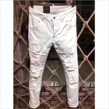 Модные мужские джинсы, узкие повседневные брюки белого цвета DSQ COOLGUY JEANS 9312#