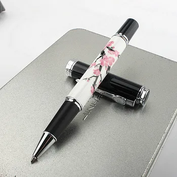 Классическая ручка-роллер JINHAO, Керамическая Серебряная клипса в виде цветка сливы, подарочная ручка для письма, бизнес-офис, Домашние школьные принадлежности