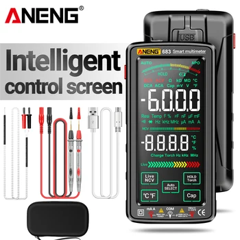 Умный мультиметр ANENG 683 с цифровым ЖК-экраном на 6000 отсчетов, амперметр переменного/ постоянного тока, тестер напряжения, Перезаряжаемые Инструменты для тестирования Ом-диодов