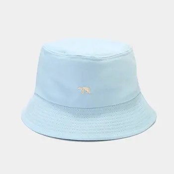Весенняя хлопковая панама с вышивкой Мультяшного Медведя, Рыбацкая шляпа, Солнцезащитная кепка для мужчин и женщин для путешествий на открытом воздухе 131