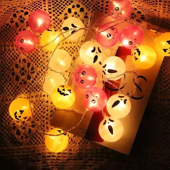 Светодиодные гирлянды для декоративного освещения Хэллоуина, фонари, красочные гирлянды для украшения вечеринки в доме с привидениями
