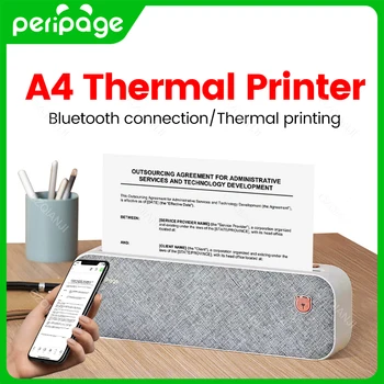 Peripage A40 Портативная Бумага Для Принтера Формата А4 Mini Inkless Thermal Wireless Bluetooth Printer Maker для Телефона, Фотодокументов, Офисного Использования