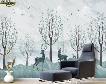 большие настенные обои beibehang на заказ 3D мраморный узор скандинавский абстрактный лес Лось ТВ фон обои декоративная роспись