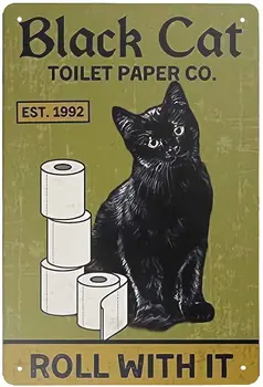 Металлическая жестяная вывеска в стиле ретро, Черная кошка, туалетная бумага, металлическая вывеска, украшение домашнего бара, Кафе, Ресторан, Магазин на открытом воздухе