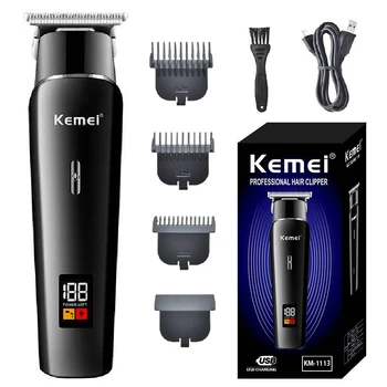 Профессиональный триммер для волос и бороды Kemei для мужчин, электрическая машинка для стрижки волос, перезаряжаемая машинка для стрижки волос, мощная литиевая машинка для стрижки волос